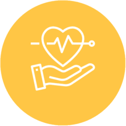 Hand supporting heart icon.