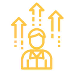 Person and up arrows icon.