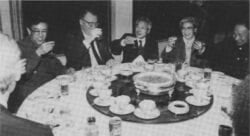 Company leaders, including Connell head Paul O’Leary (second from left), and government dignitaries celebrated Connell’s return to Shanghai, China, in 1986.
