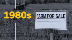 1980s. Farm for Sale sign.