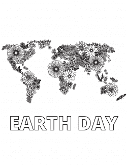 Earth Day flower map coloring page..