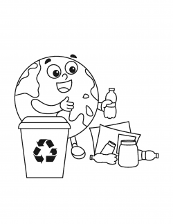 Earth Day recycle coloring page.