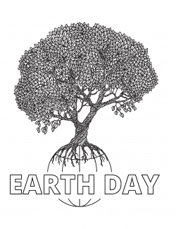 Earth Day tree coloring page.