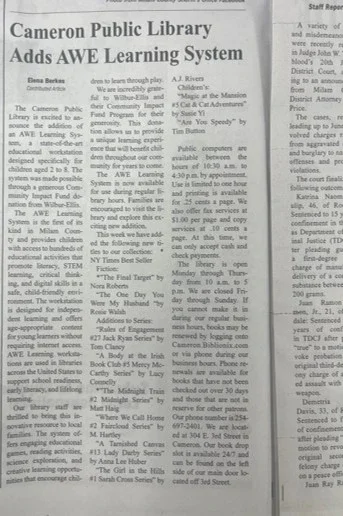 This is an image of a news clipping announcing the donation.