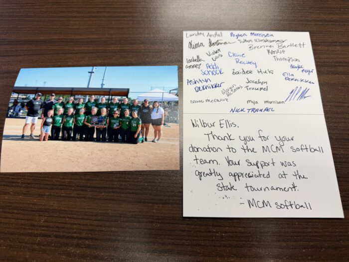 This is an image of the MCM team and a thank you letter.